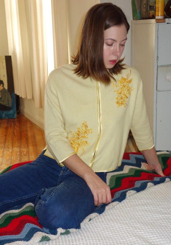 1950s Sweater with Floral Embroidery