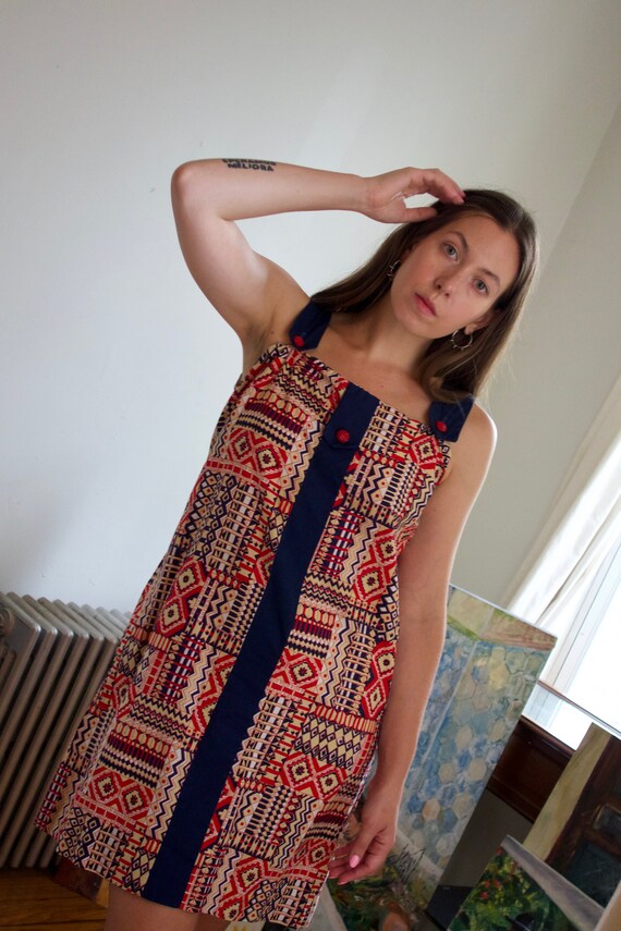 1960s Printed Trapeze Dress