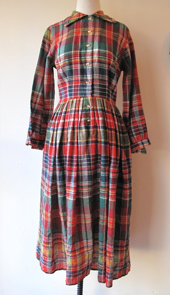 1940s Plaid Dress