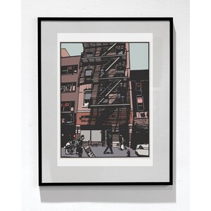 A3 Digitaler Farbdruck basierend auf Papierschnitt von Chinatown New York City. Open edition Giclee Urban Landscape NYC Architektur Posterdruck