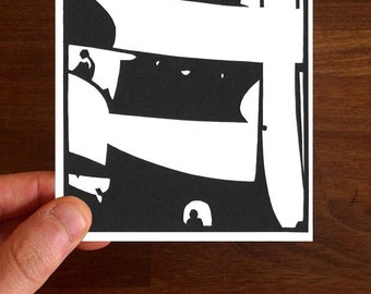 Guggenheim Papercut Hand Cut Postcard with Envelope. Based on Original Fine Art Paper-cut of the Guggenheim Gallery. Blank on Reverse