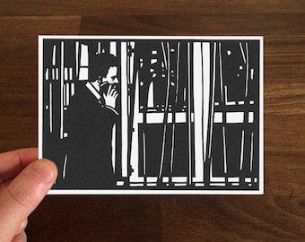 Paper Cut Artwork, Hand Made Papercut Postcard with Hand Crafted Envelope. Based on Original Fine Art Paper-cut of Edinburgh