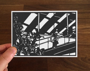 Papercut Postcard with Envelope. Based on Original Fine Art Paper-cut of Skygarden in London. Open Edition Postcard Sized Blank on Reverse