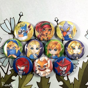 Breath of the Wild Chibi Buttons 1.5in - Plain or Holographic!