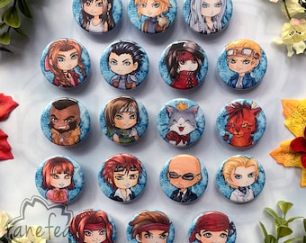 FF7/FFVII Chibi Buttons 1.5in - Plain or Holographic!