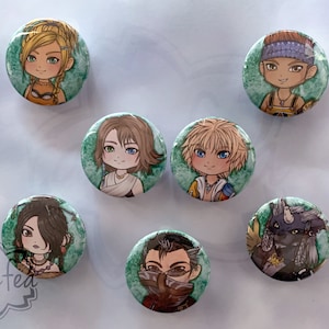 FF10/FFX Chibi Buttons 1.5in - Plain or Holographic!