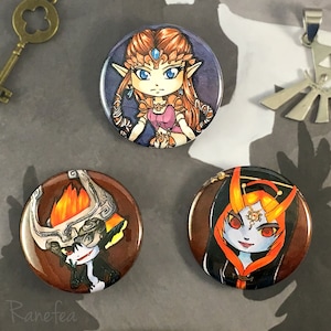 Twilight Princess Chibi Buttons 1.5in - Plain or Holographic