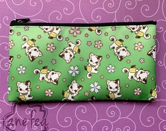 Sakura Friends - Hana the Maneki-neko | Zipper Pouch/Pencil Bag/Cosmetic Pouch | 8x4in/20x10cm