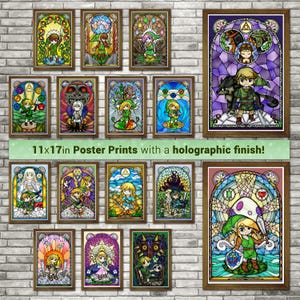 Toon Style Zelda Fanart Prints/Posters, Holographic Finish, 11x17in