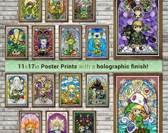 Toon Style Zelda Fanart Prints/Posters, Holographic Finish, 11x17in