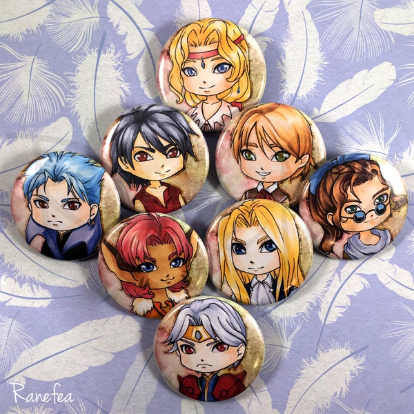 Escaflowne Chibi Buttons 1.5in - ¡Simple u holográfico!