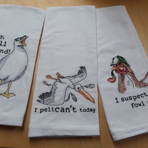 Humorous flour sack towels to make you smile