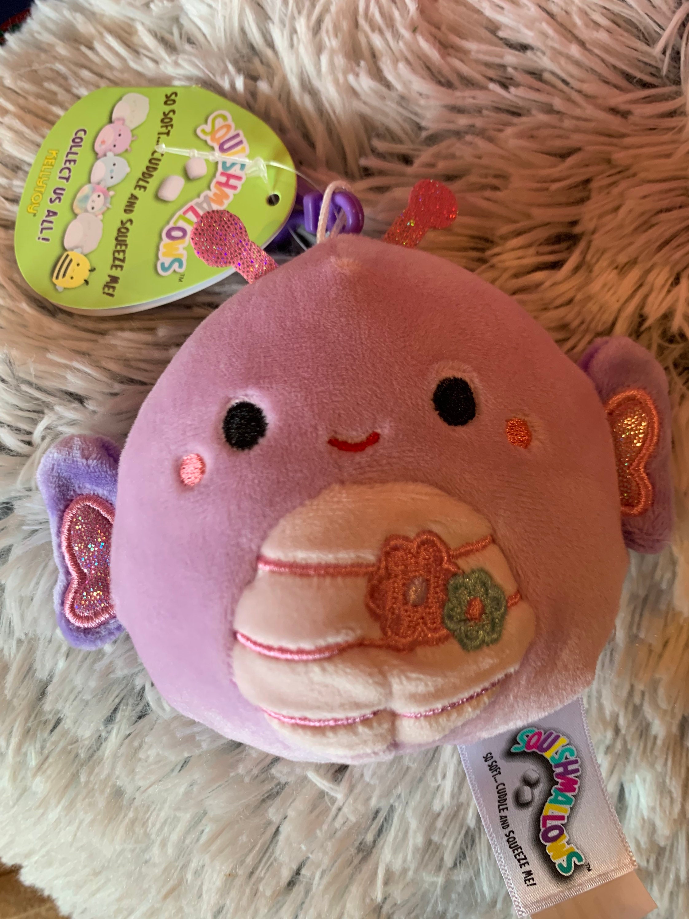 Brenda 3.5 clip on Purple butterfly Squishmallow