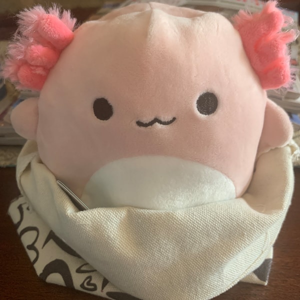 5” Flip a mallow Axolotl/butterfly Squishmallow with handmade canvas bag