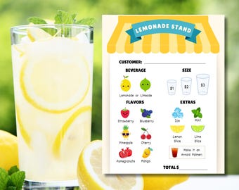 Formulario de pedido de puesto de limonada para descarga digital de juegos de simulación