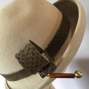 Mr John Classic Vintage Cream Wool Felt Hat Floral Lace Rhinestone Accents Mr. john classic hat. - Gem main image 3