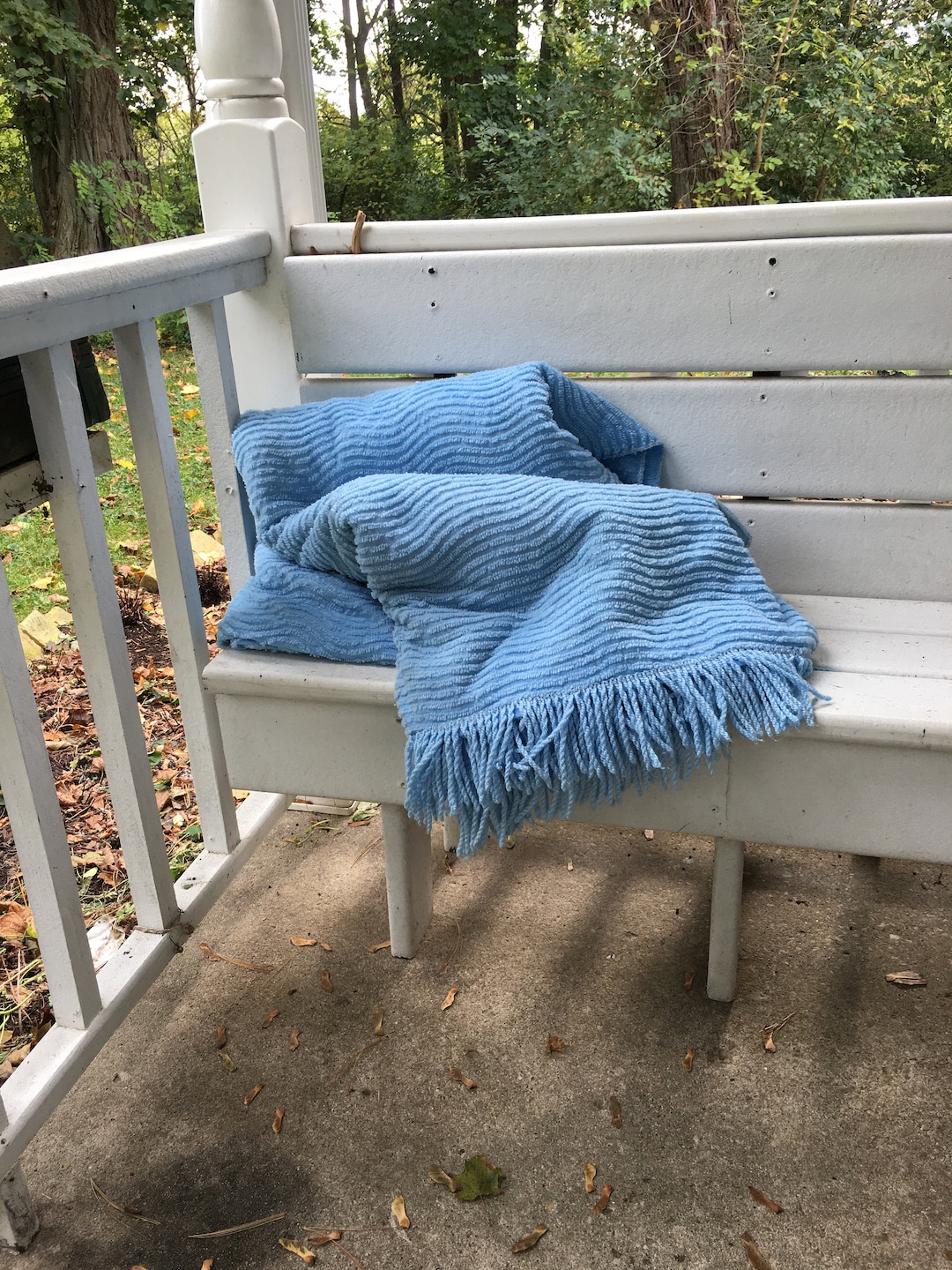 Vintage Blue Chenille Bedspread. Coverlet. Bedspread. Vintage Linens
