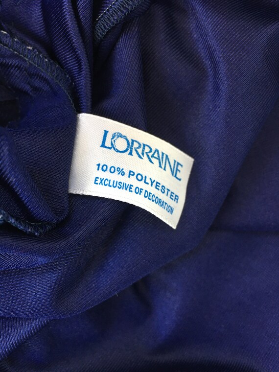 Vintage Lorraine Royal Blue Lace Nightgown.  Size… - image 10