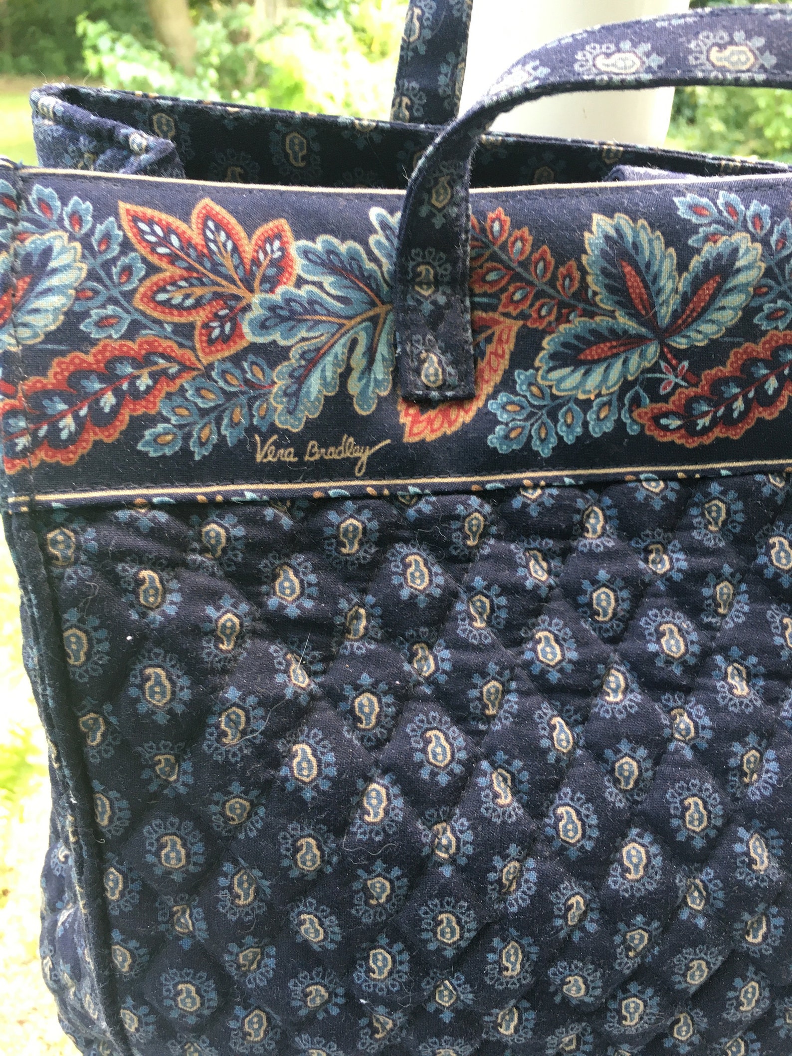 Retired Vera Bradley Bag. Navy Blue Print Vera Bradley Tote. Etsy.de