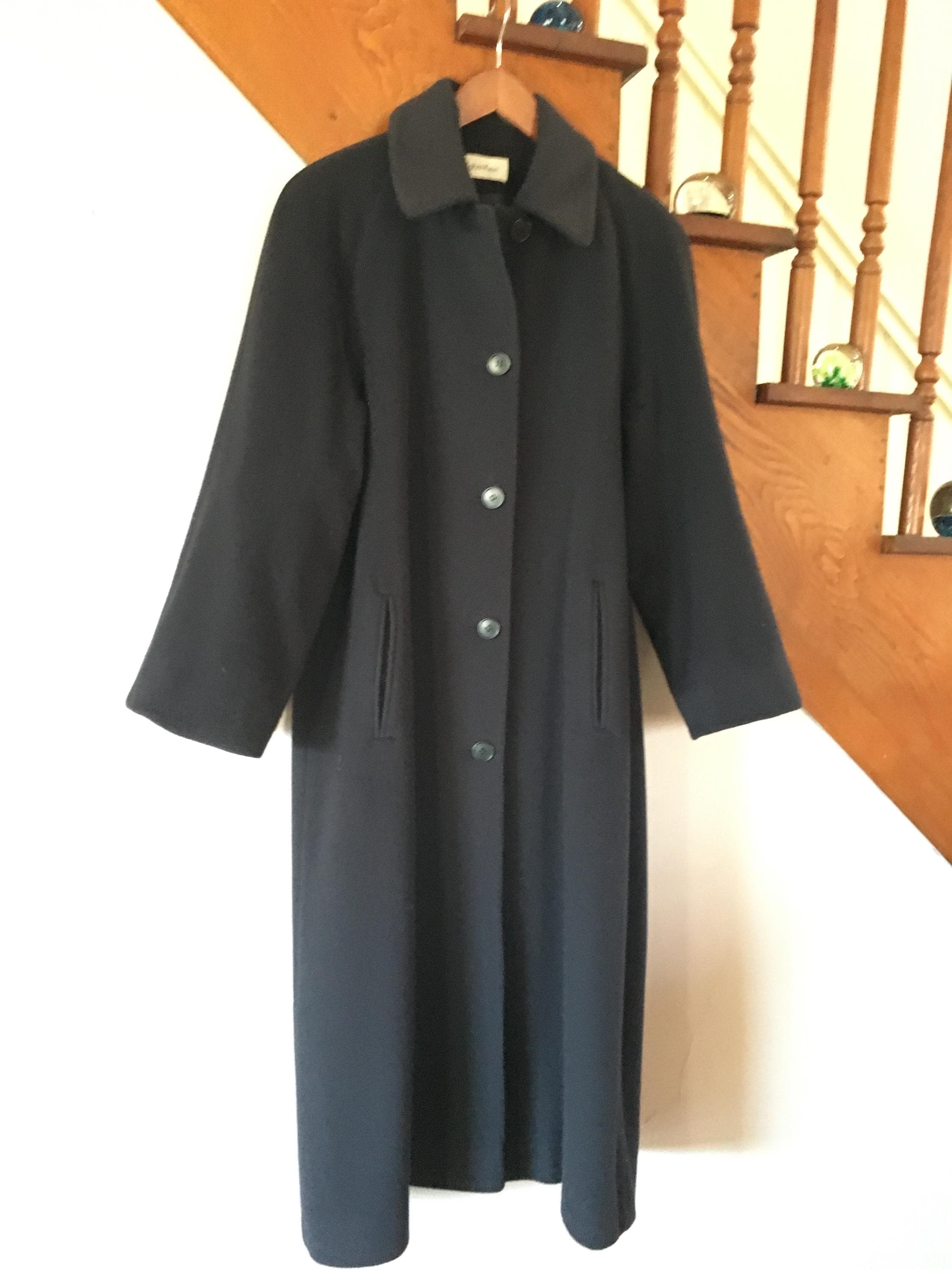 ※限定値下中 vintage black double long coat Vintage Long Black Wool Coat - Etsy