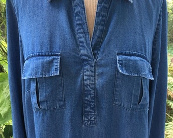 Blue Denim Style Dress. Short Shift Dress. Country Core.  Western/Country Style Dress. Size Medium