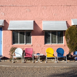 Colorful Chairs, Americana, Route 66, Tucumcari NM, Blue Swallow Motel,   Fine art photography, David Bolin, Hanging Valley photo