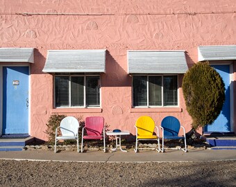 Colorful Chairs, Americana, Route 66, Tucumcari NM, Blue Swallow Motel,   Fine art photography, David Bolin, Hanging Valley photo