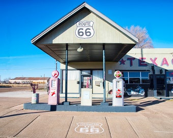 Americana, Route 66, Tucumcari NM, Texaco Service Station, Route 66 NM, Vintage Route 66, The mother road, Hanging Valley Photo, David Bolin