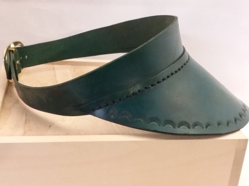 Full Grain Leather Visor Green