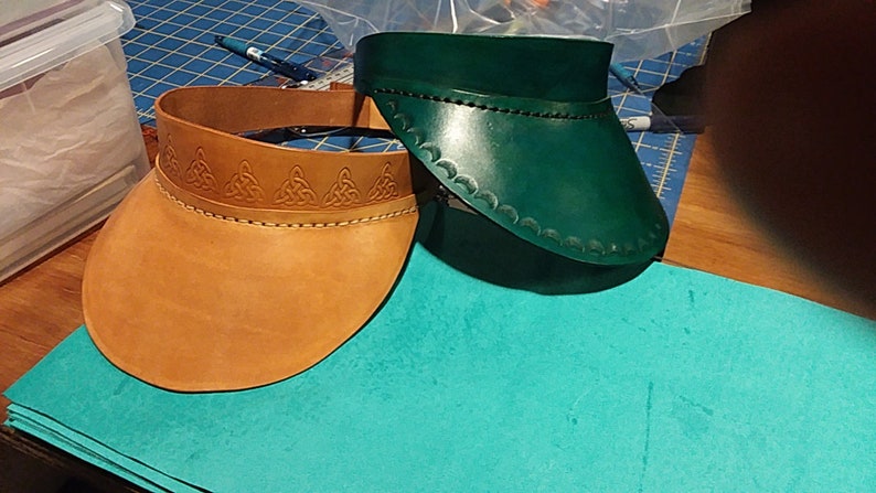 Full Grain Leather Visor Green