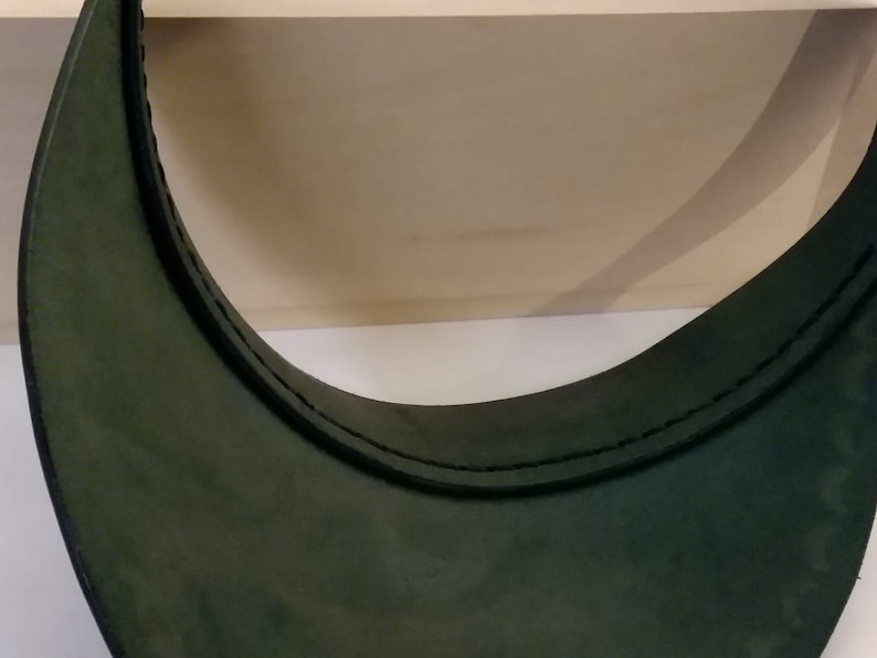 Full Grain Leather Visor Green