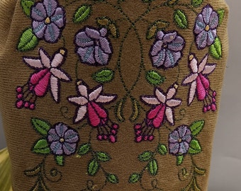 Embroidered Flowers Drawstring Bag