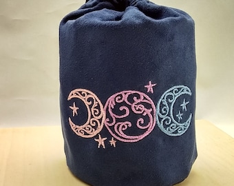 Triple Moon Embroidered Drawstring Bag