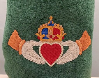 Gaelic Claddagh Embroidered Drawstring Bag