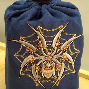 Steampunk Spider Embroidered Drawstring Bag