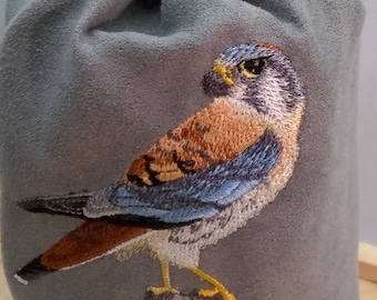 Kestrel Embroidered Drawstring Bag