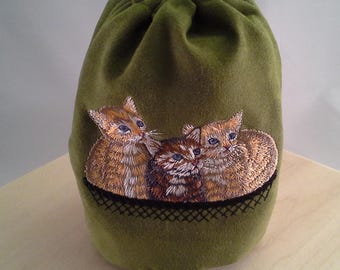 Cat Basket  Drawstring Dice Bag or Costume Accessory