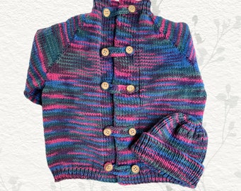 Hand-Knit Toddler  Sweaters, Cute Kids Knitwear for Fall, Unisex Baby Apparel, Kids Sweater and Hat