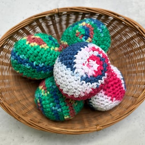Crocheted Sensory Hacky Sack | Textured Sensory Toy | Handmade | Bright Colors | Poly-Fill or Pellet Options