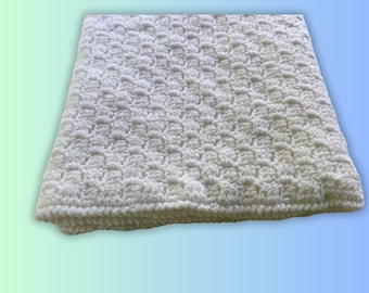 Baptism blanket, soft acrylic Crocheted  white blanket,  christening baby gift,  new parent gifts idea, toddler blanket