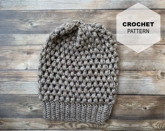 2 Crochet PATTERNS, Tonoloway Regular and Chunky Puff Slouch Beanie Patterns, Instant Download, Photo Tutorial, Permission to Sell