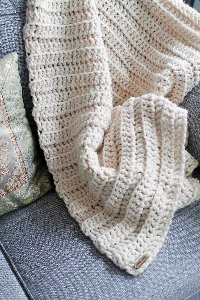 Chunky Crochet Ribbed Throw Blanket in Fisherman /chunky | Etsy