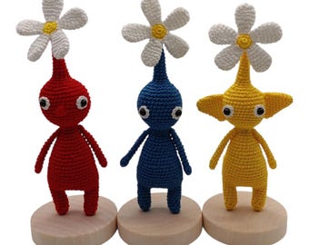 Pikmin PDF DIGITAL FILE Pikmin red, blue, yellow with flower and leaf