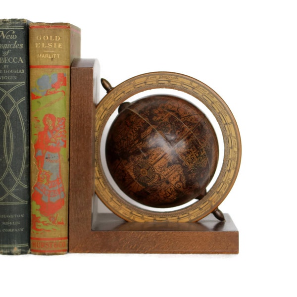 World Globe Bookend Single, All Solid Wood, Finer Finish