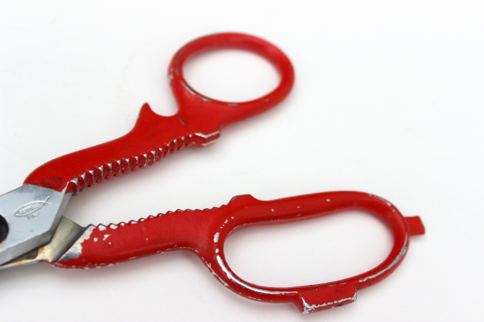 Red Handle Metal Scissors Sammann Italy Kitchen Shears Etsy