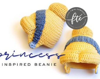 Princess Inspired Crochet Beanie Pattern - Child/Teen/Adult Sizes (PDF Pattern)