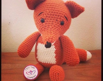 Fitz the Fox amigurumi stuffie toy crochet pattern, fox animal, fox toy, crochet pattern, amigurumi, fox, sitting fox, fitz the fox,kids fox