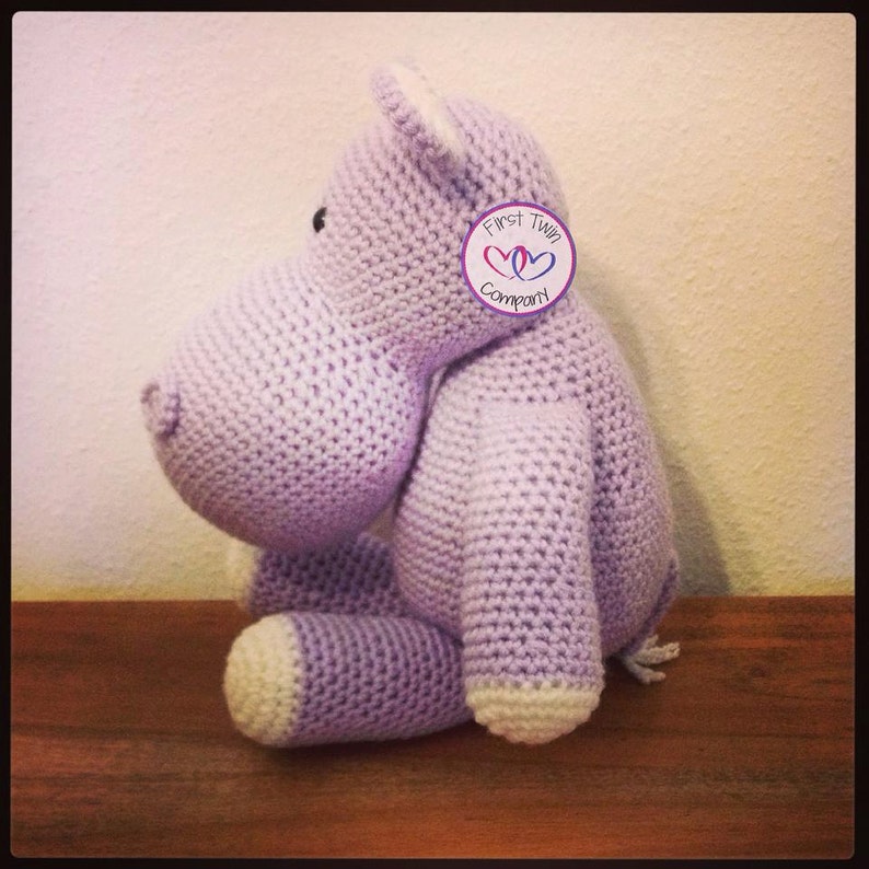 Hannah the Hippo Crochet Pattern, amigurumi stuffie toy crochet pattern, hippo animal, hippo toy, crochet pattern, amigurumi, hippo image 2