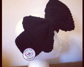 Crochet Big Bow Headband Pattern, Adjustable Ear Warmer (All Sizes)