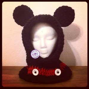 Mister Mouse Hooded Cowl crochet pattern, kids hooded cowl, hooded cowl pattern, crochet pattern